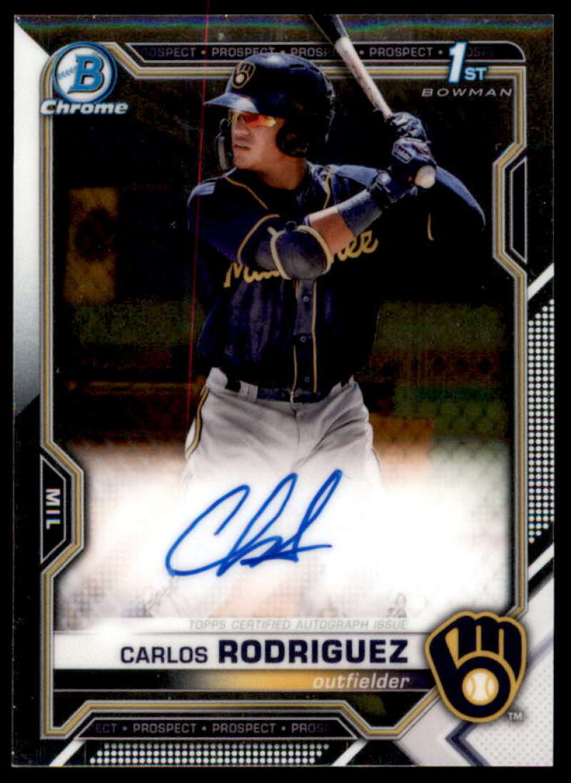 Carlos Rodriguez Rookie Card 2021 Bowman Chrome Prospect Autographs #CPACR  Image 1