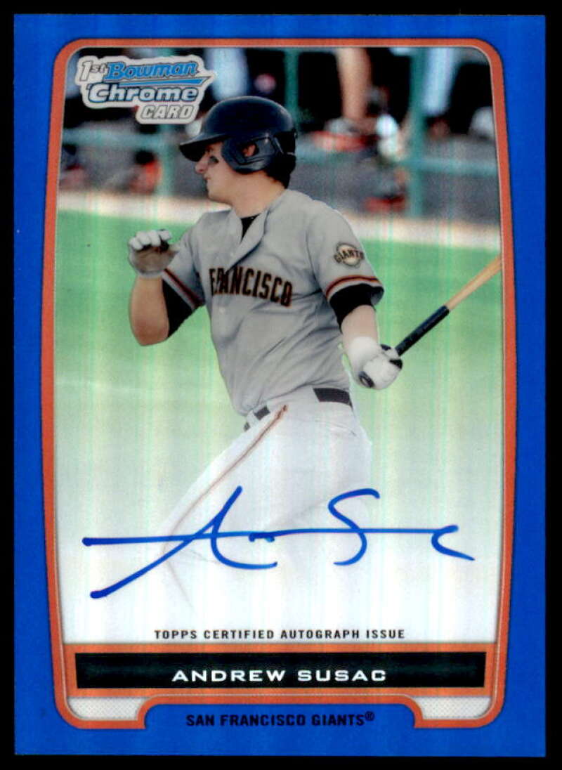 Andrew Susac Rookie Card 2012 Bowman Chrome Prospect Autographs Blue Refractors #BCP97  Image 1