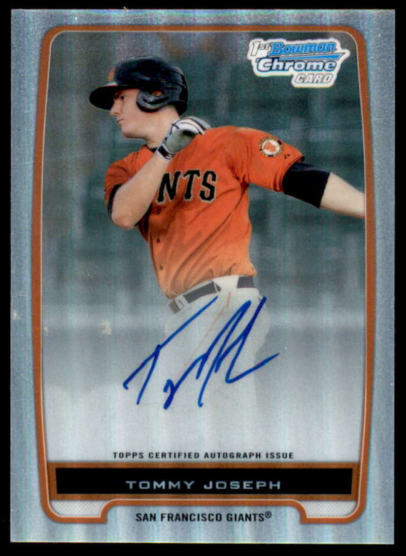 Tommy Joseph Rookie Card 2012 Bowman Chrome Prospect Autographs Refractors #BCP100  Image 1