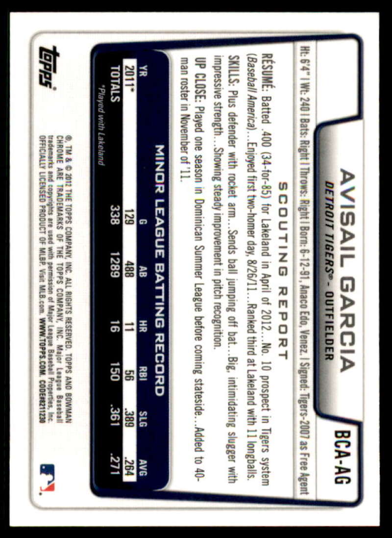 Avisail Garcia Rookie Card 2012 Bowman Chrome Prospect Autographs #AG  Image 2