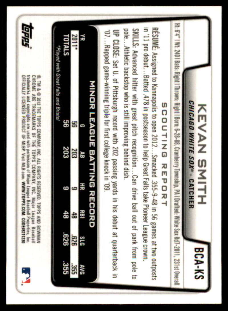 Kevan Smith Rookie Card 2012 Bowman Chrome Prospect Autographs #KS  Image 2