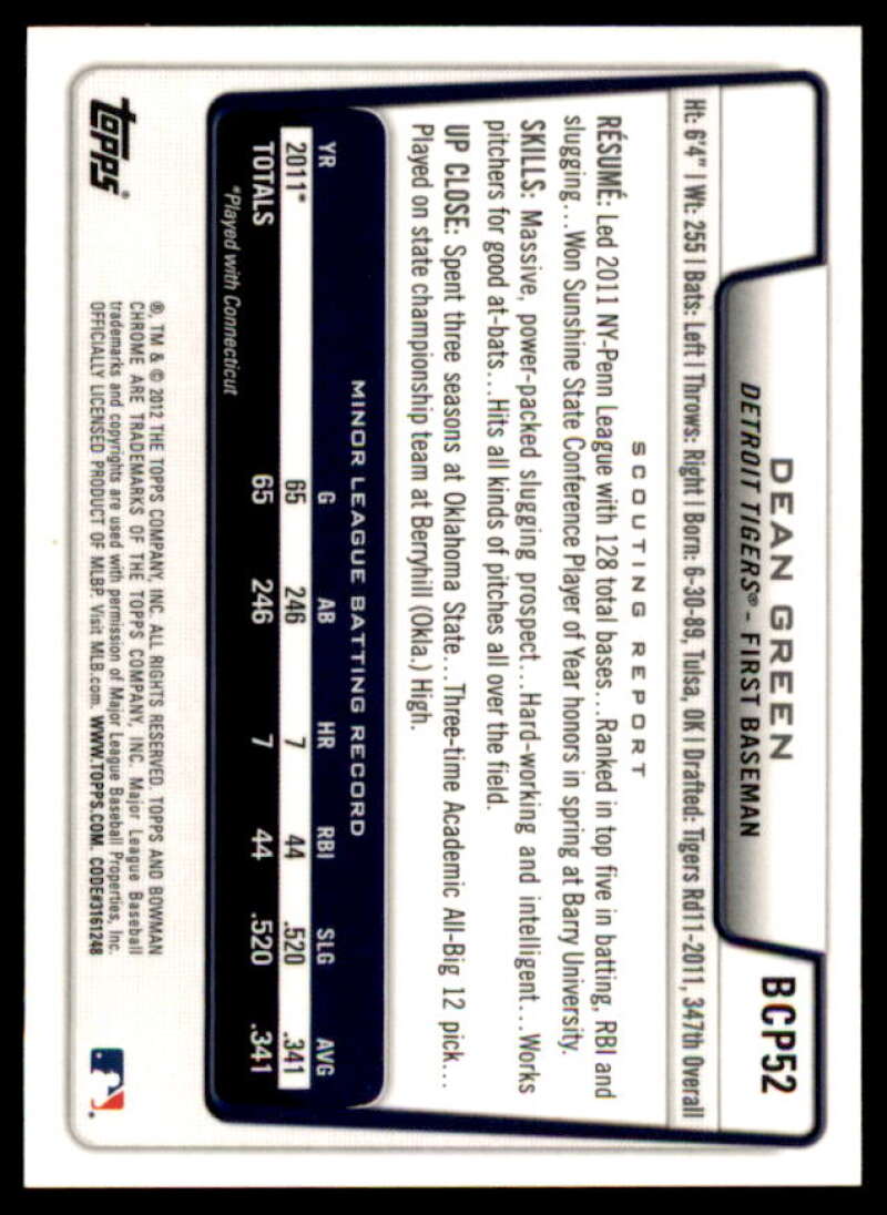 Dean Green Rookie Card 2012 Bowman Chrome Prospect Autographs #BCP52  Image 2