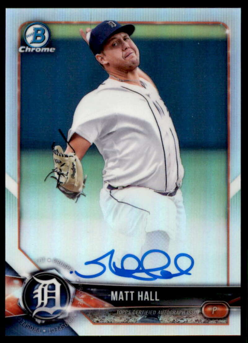 Matt Hall Rookie Card 2018 Bowman Chrome Prospect Autographs Refractors #CPAMH  Image 1