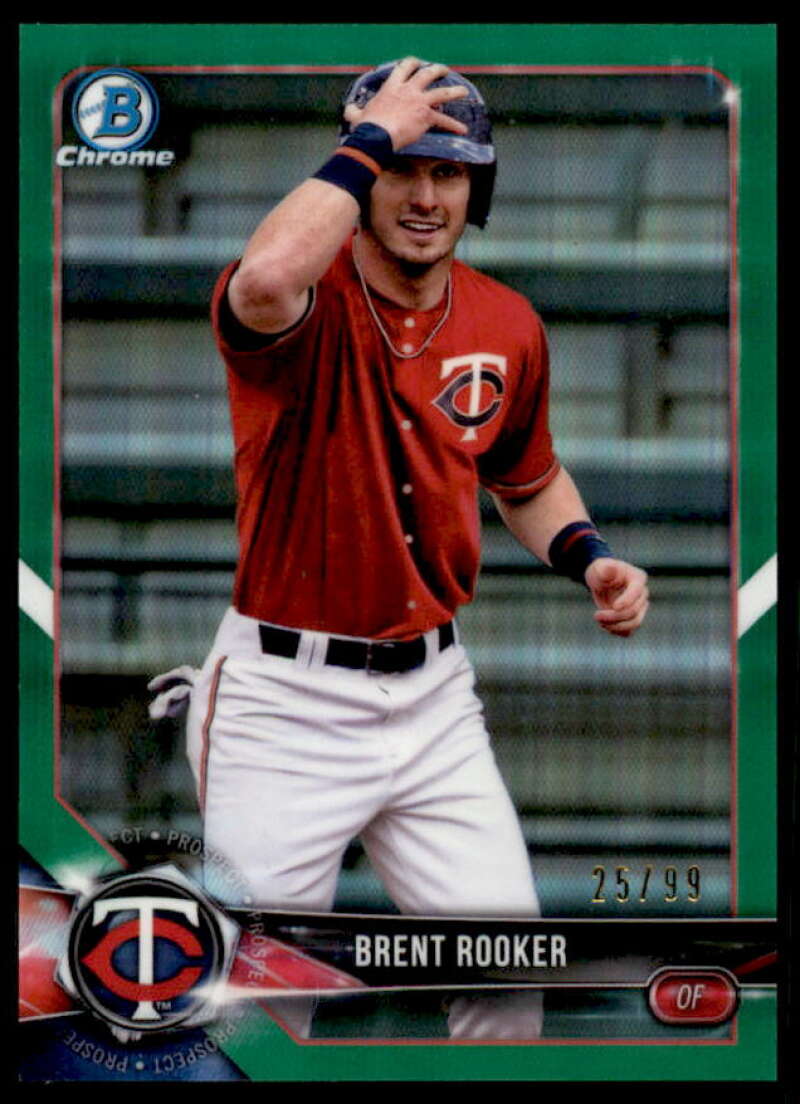 Brent Rooker Rookie Card 2018 Bowman Chrome Prospects Green Refractors #BCP166  Image 1