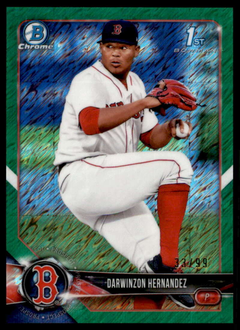 Darwinzon Hernandez Rookie Card 2018 Bowman Chrome Pros Green Shimmer Ref #BCP196  Image 1