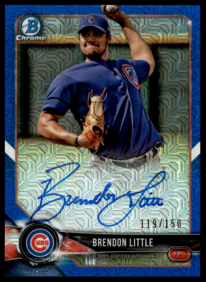 Brendon Little Rookie Card 2018 Bowman Chrome ProsAutograph Blue Mojo Ref #BCPABL  Image 1