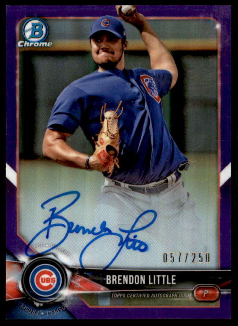 Brendon Little Rookie Card 2018 Bowman Chrome Prospect Autographs Purple Ref #BCPABL  Image 1