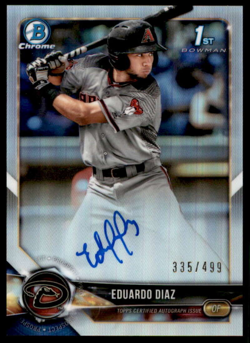 Eduardo Diaz Rookie Card 2018 Bowman Chrome Prospect Autographs Refractors #BCPAED  Image 1