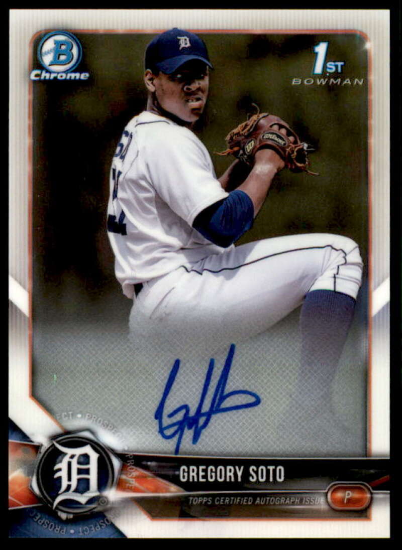 Gregory Soto Rookie Card 2018 Bowman Chrome Prospect Autographs #BCPAGSO  Image 1