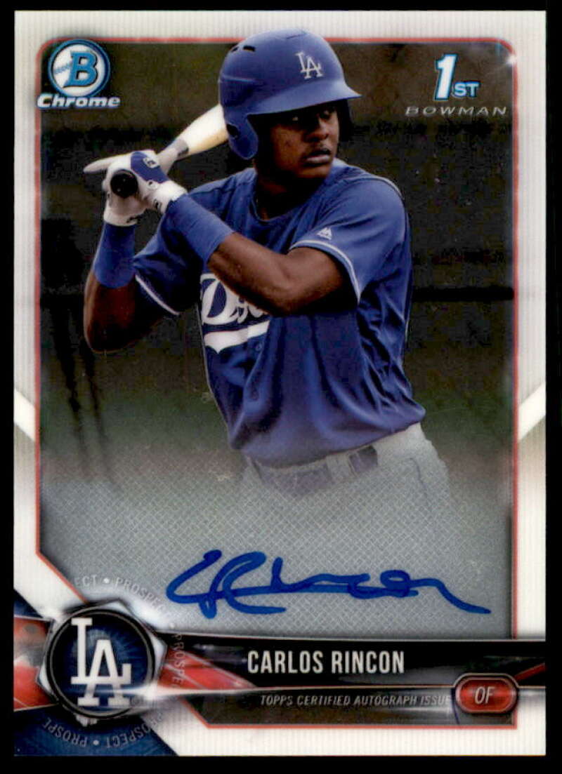 Carlos Rincon Rookie Card 2018 Bowman Chrome Prospect Autographs #CPACRI  Image 1