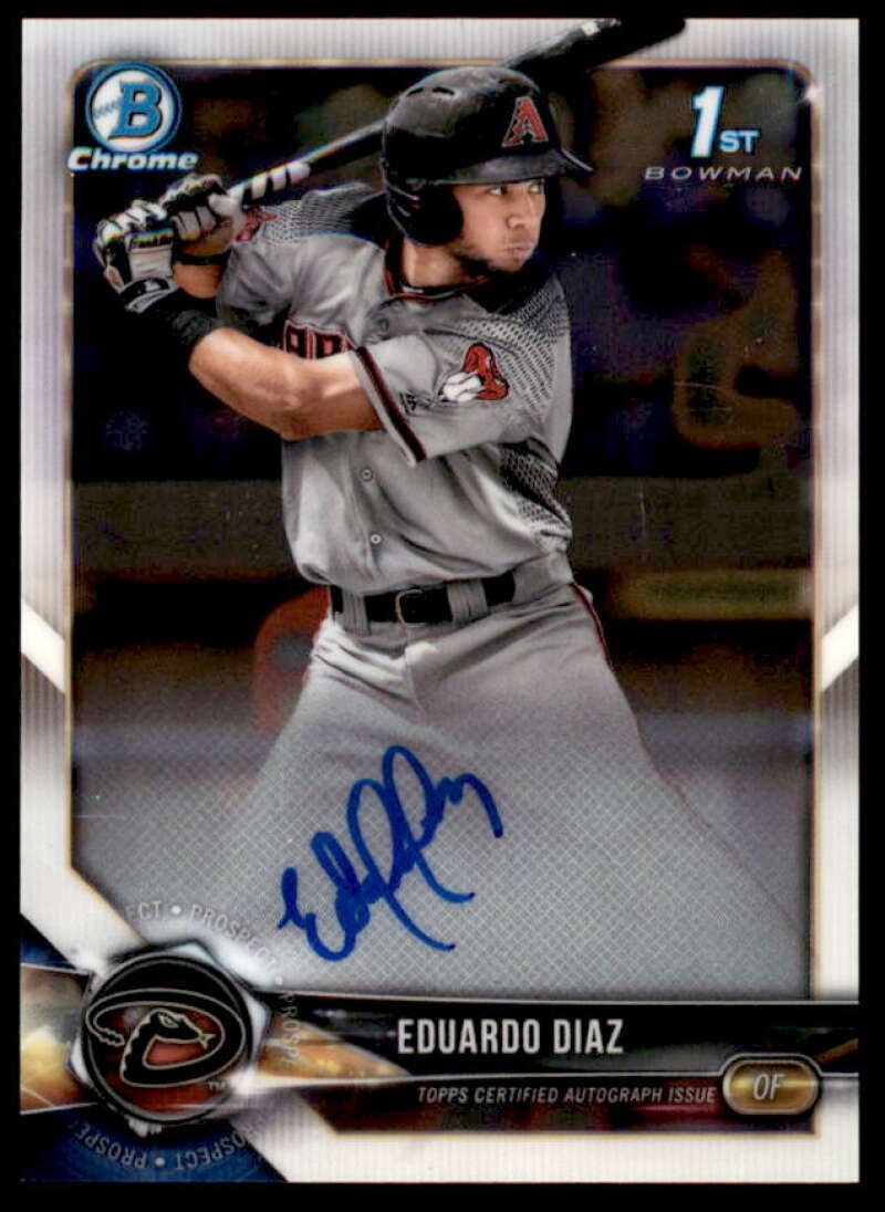 Eduardo Diaz Rookie Card 2018 Bowman Chrome Prospect Autographs #BCPAED  Image 1