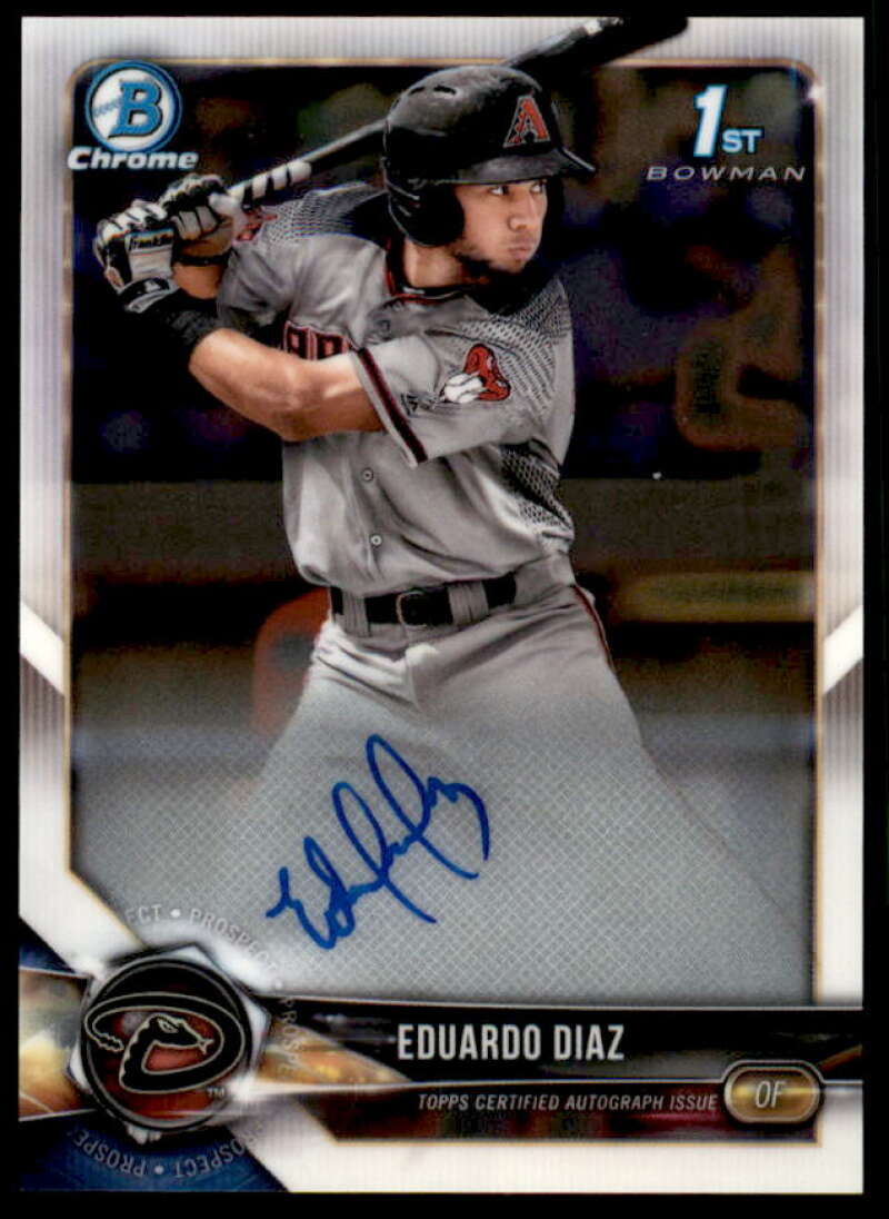 Eduardo Diaz Rookie Card 2018 Bowman Chrome Prospect Autographs #BCPAED  Image 1