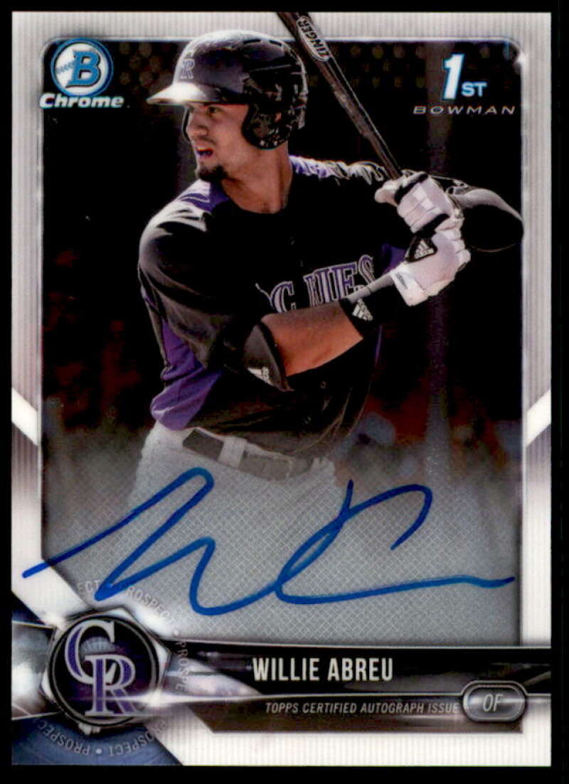 Willie Abreu Rookie Card 2018 Bowman Chrome Prospect Autographs #CPAWA  Image 1