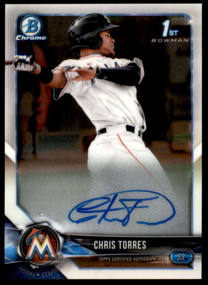 Chris Torres Rookie Card 2018 Bowman Chrome Draft Autographs #CDALT  Image 1