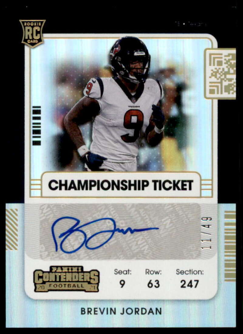 Brevin Jordan AU Rookie Card 2021 Panini Contenders Championship Ticket #214  Image 1
