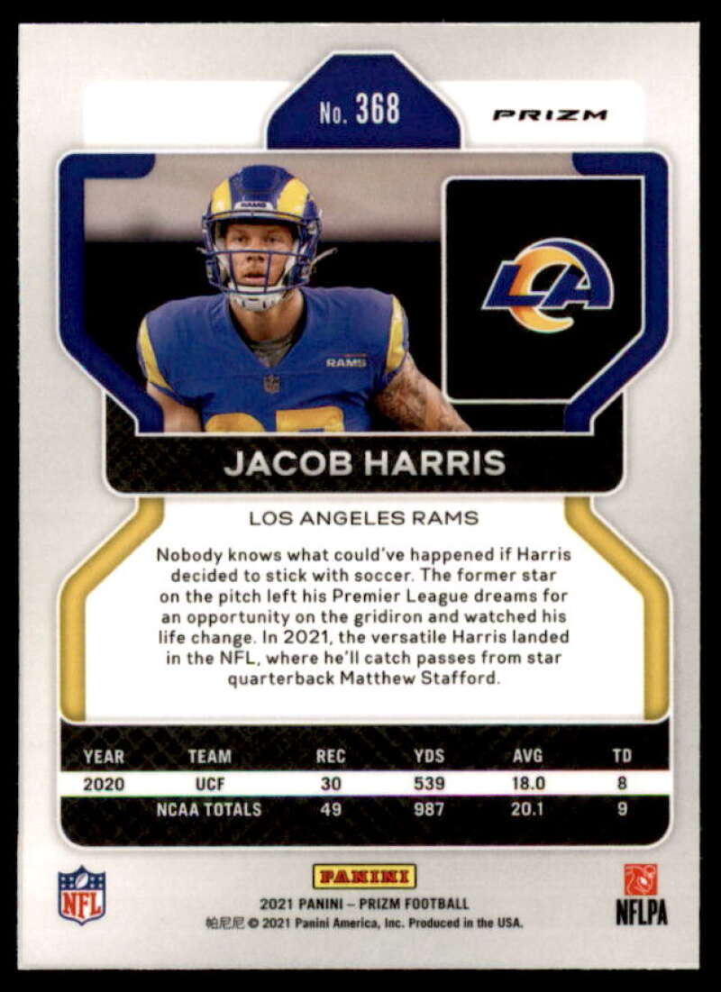 Jacob Harris Rookie Card 2021 Panini Prizm Prizms Red White and Blue #368  Image 2
