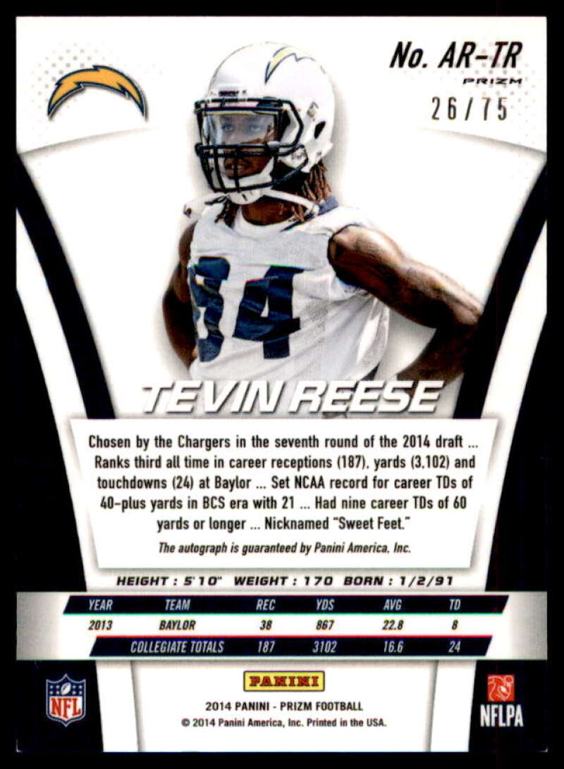 Tevin Reese Rookie Card 2014 Panini Prizm Rookie Autographs Prizms Blue #ARTR1  Image 2