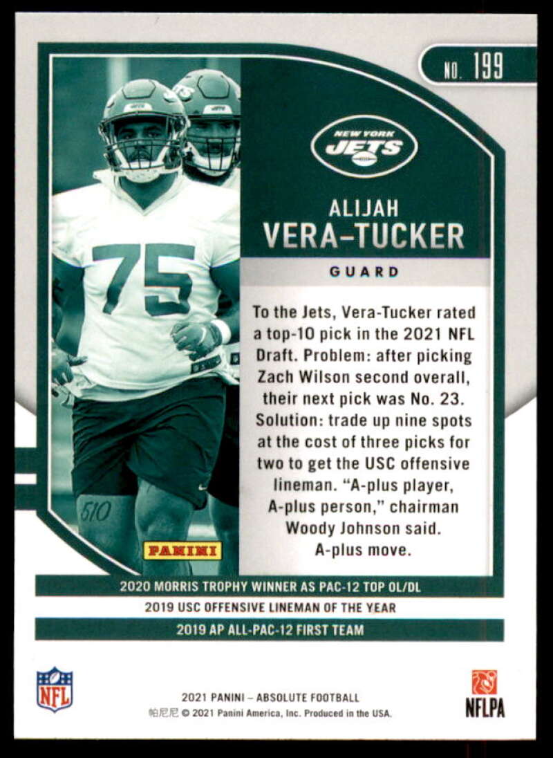 Alijah Vera-Tucker Rookie 2021 Absolute Red White and Blue Kaleidoscope #199  Image 2