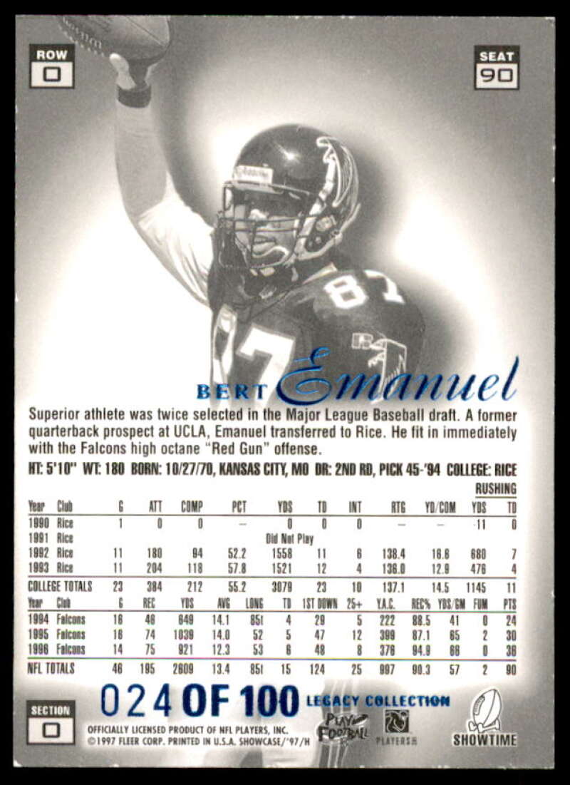 Bert Emanuel Card 1997 Flair Showcase Legacy Collection #B90  Image 2