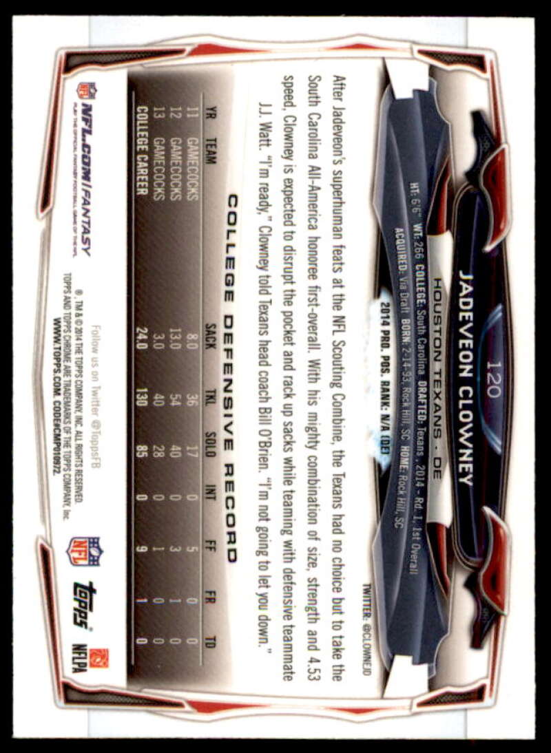 Jadeveon Clowney Rookie Card 2014 Topps Chrome Xfractors #120  Image 2