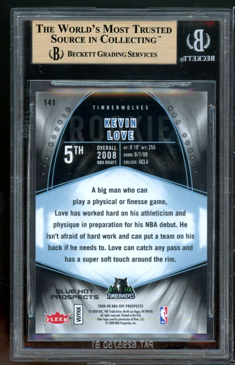 Kevin Love Rookie Card 2008-09 Hot Prospects Blue #141 (pop 4) BGS 9.5 Image 2