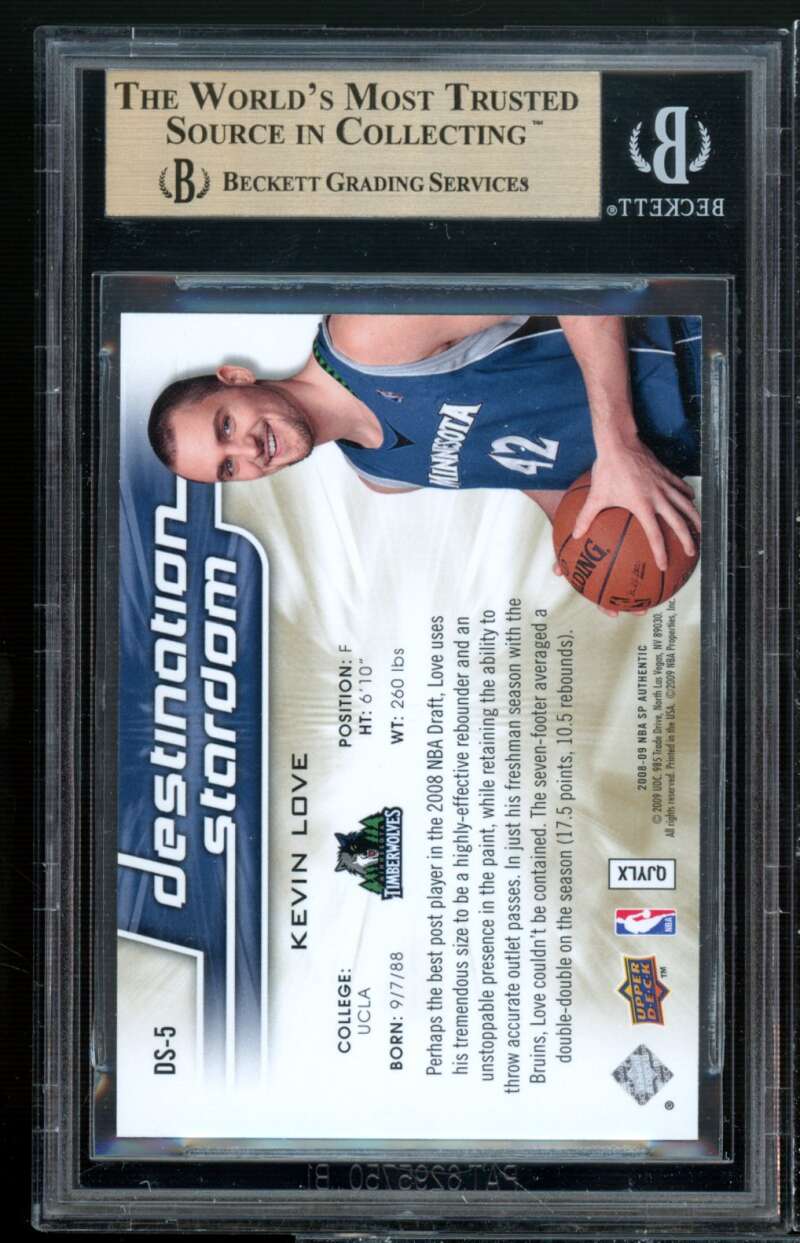 Kevin Love Rookie Card 2008-09 SP Authentic Destination Stardom #DS-5 BGS 9.5 Image 2