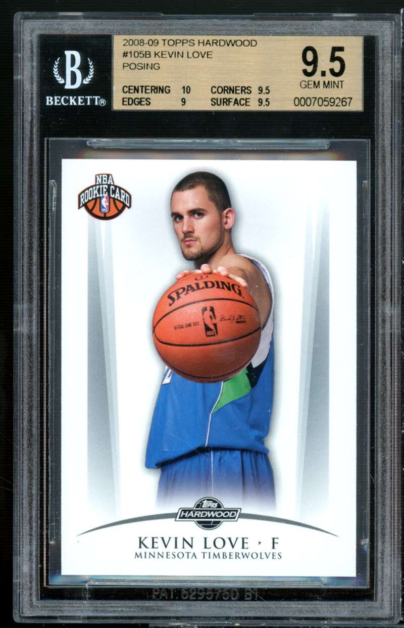 Kevin Love Rookie Card 2008-09 Topps Hardwood #105b BGS 9.5 (10 9.5 9 9.5) Image 1