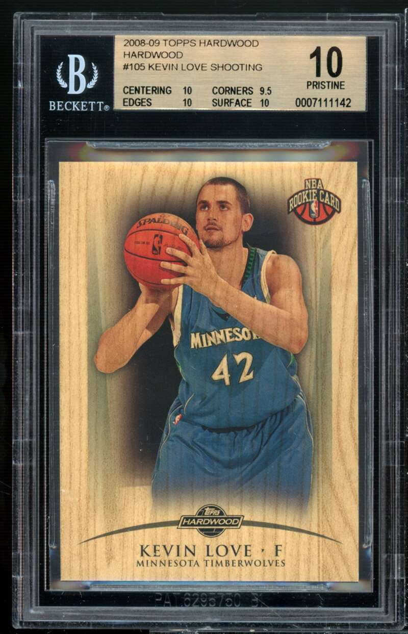 Kevin Love Rookie 2008-09 Topps Hardwood Hardwood #105 (pop 1) (PRISTINE) BGS 10 Image 1