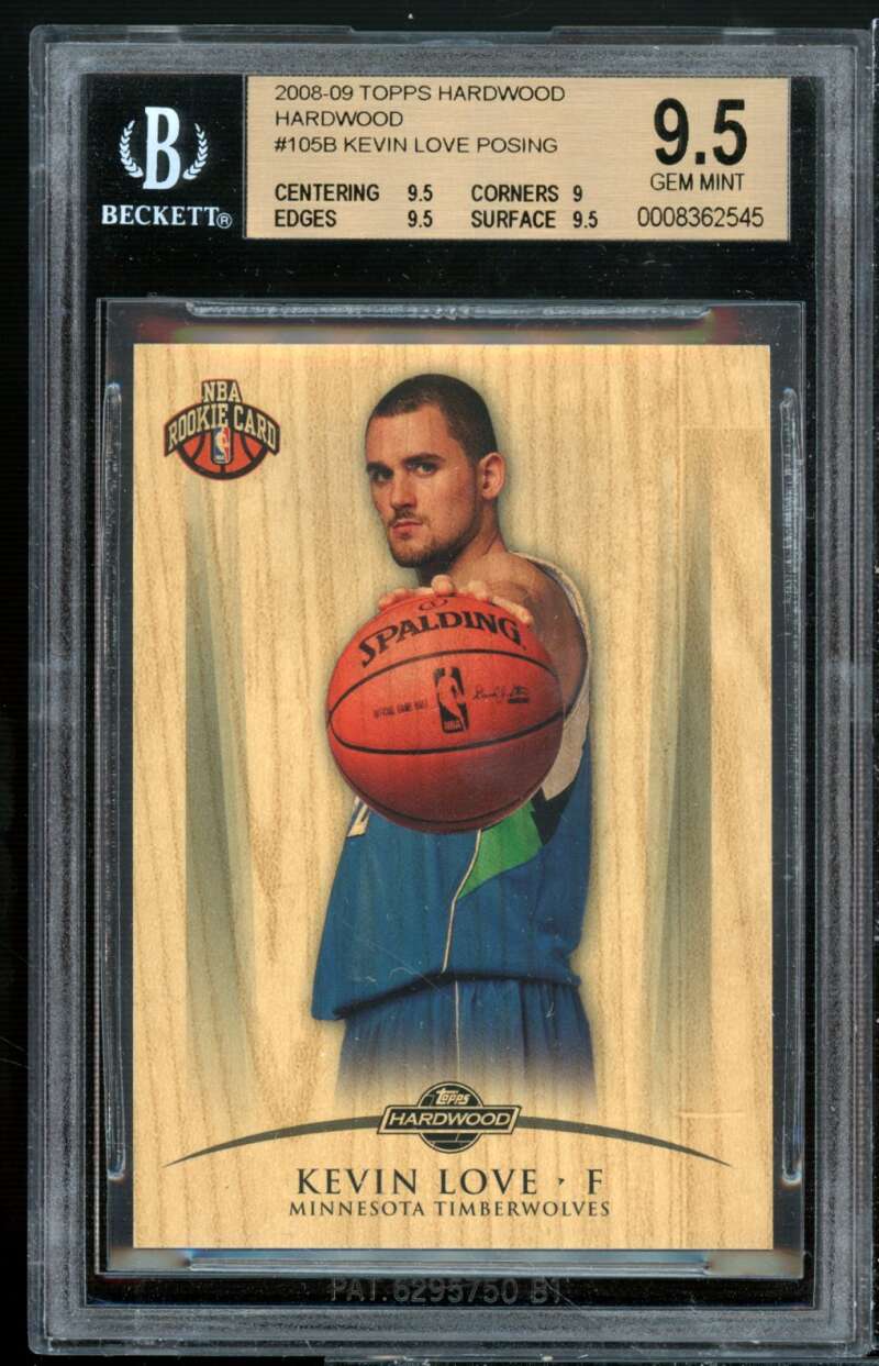 Kevin Love Rookie 2008-09 Topps Hardwood Hardwood #105b (pop 2) BGS 9.5 Image 1