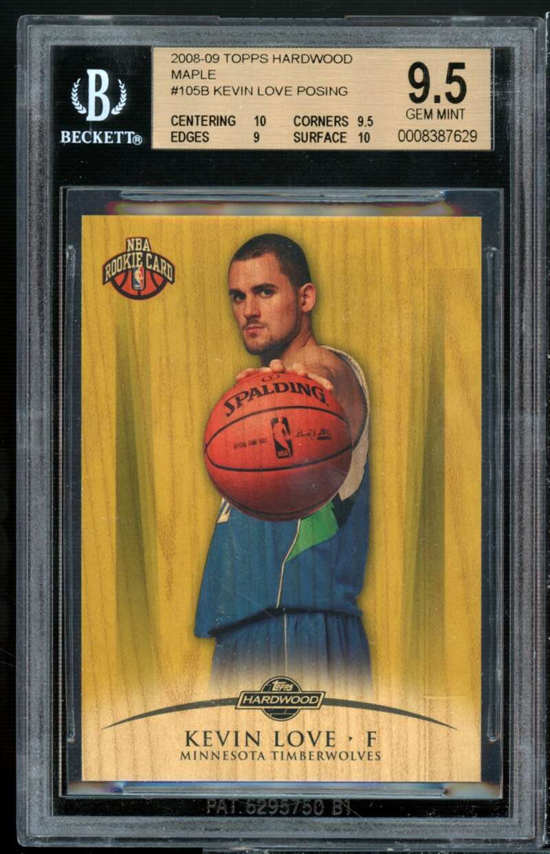 Kevin Love Rookie Card 2008-09 Topps Hardwood Maple #105b (pop 2) BGS 9.5 Image 1