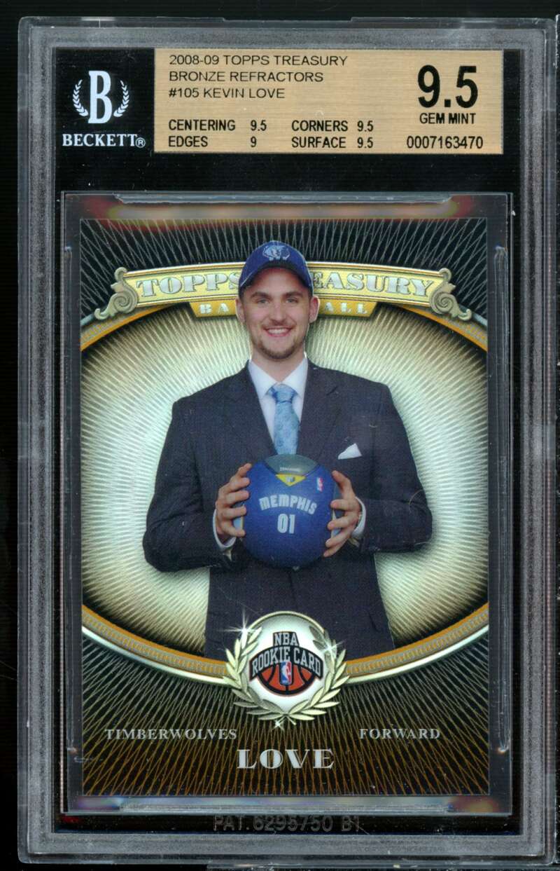 Kevin Love Rookie Card 2008-09 Topps Treasury Bronze Refractors #105 BGS 9.5 Image 1