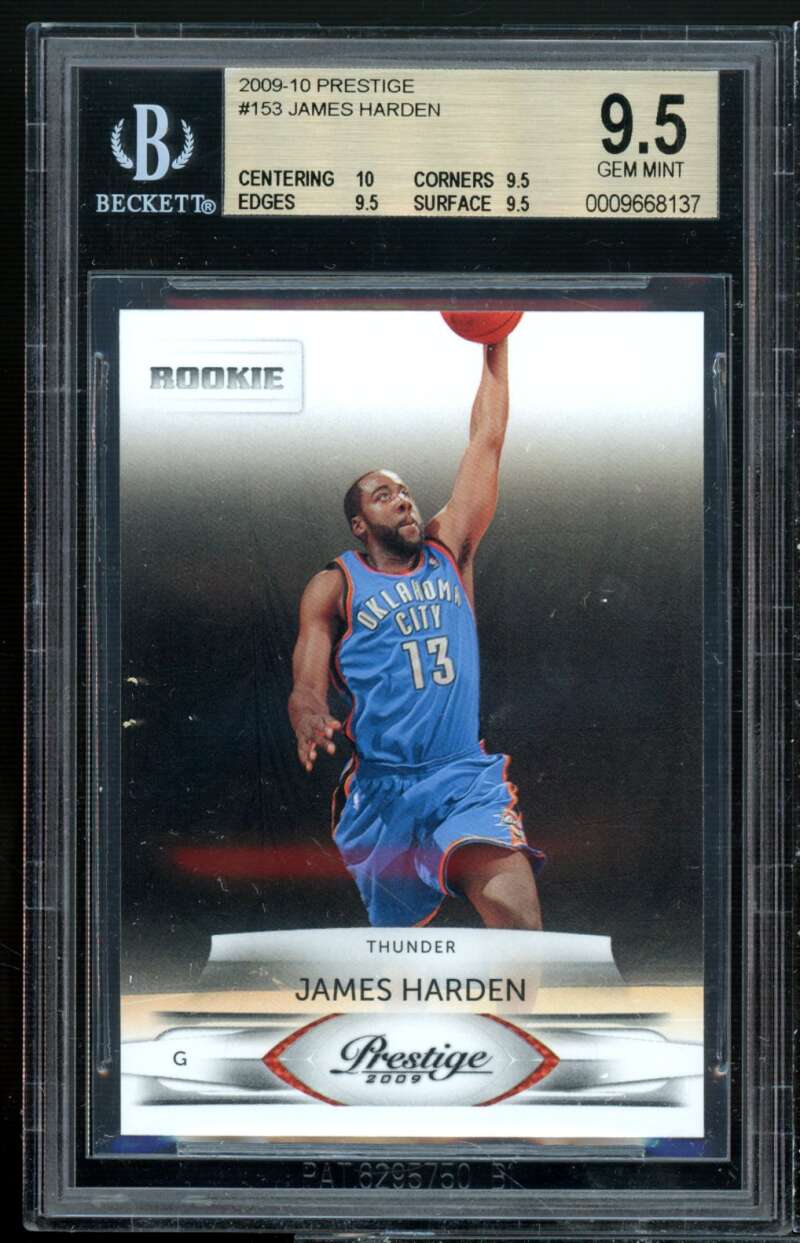 James Harden Rookie Card 2009-10 Panini Prestige #153 BGS 9.5 (10 9.5 9.5 9.5) Image 1