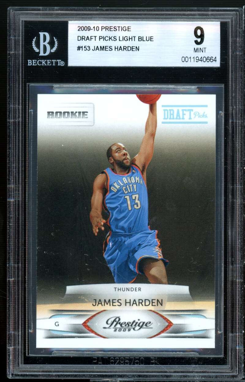 James Harden Rookie 2009-10 Panini Prestige Draft Picks Light Blue #153 BGS 9 Image 1