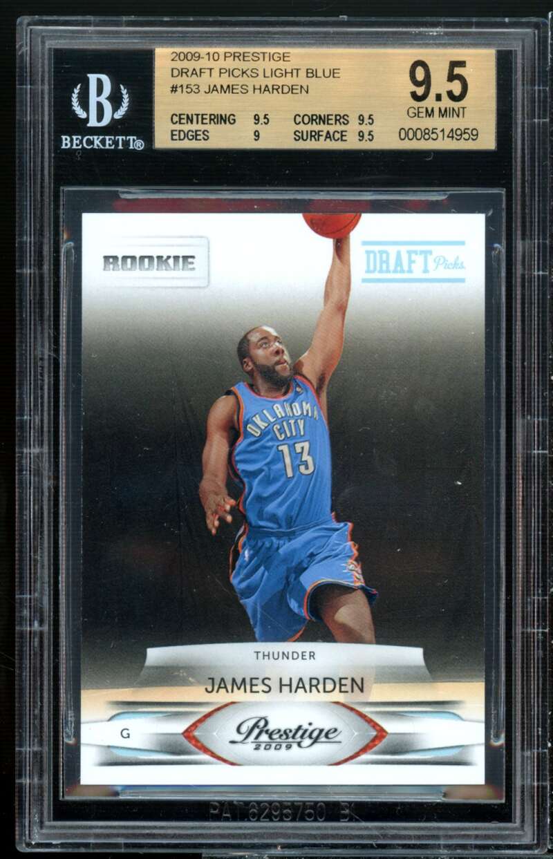 James Harden Rookie 2009-10 Panini Prestige Draft Picks Light Blue #153 BGS 9.5 Image 1