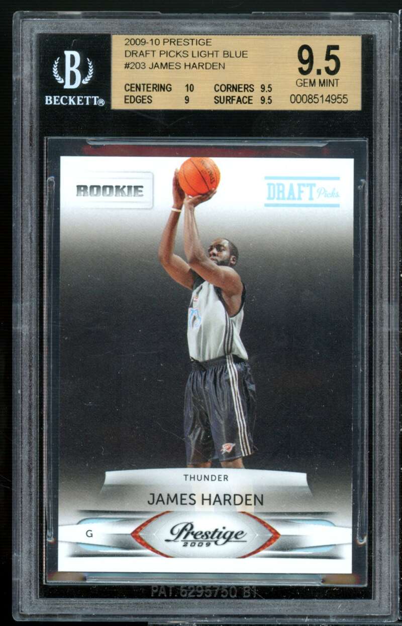 James Harden Rookie 2009-10 Panini Prestige Draft Picks Light Blue #203 BGS 9.5 Image 1