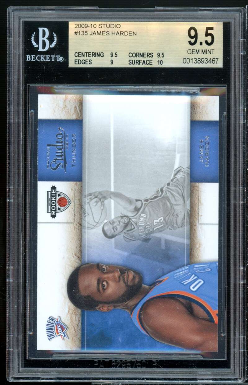 James Harden Rookie Card 2009-10 Studio #135 BGS 9.5 (9.5 9.5 9 10) Image 1