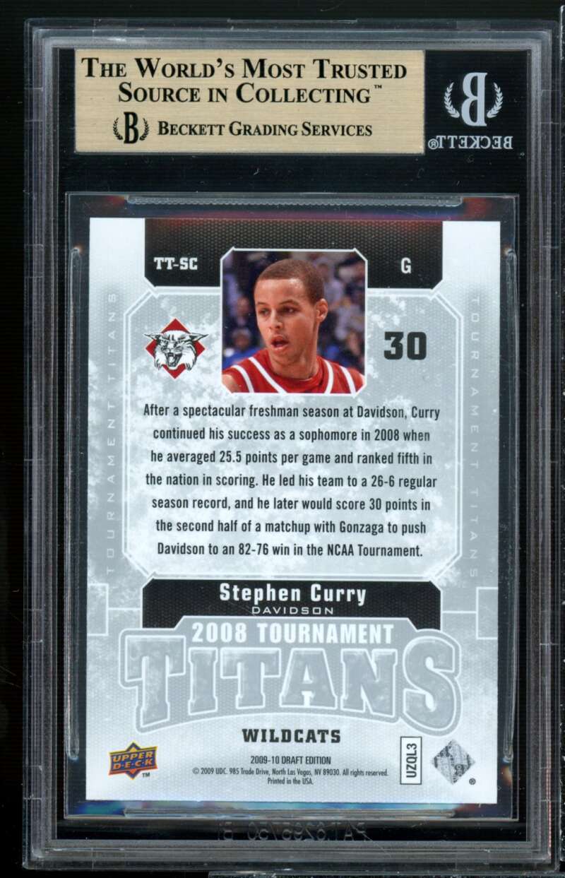 Stephen Curry Rookie 2009-10 UD Draft Tournament Titans #TTSC (PRISTINE) BGS 10 Image 2