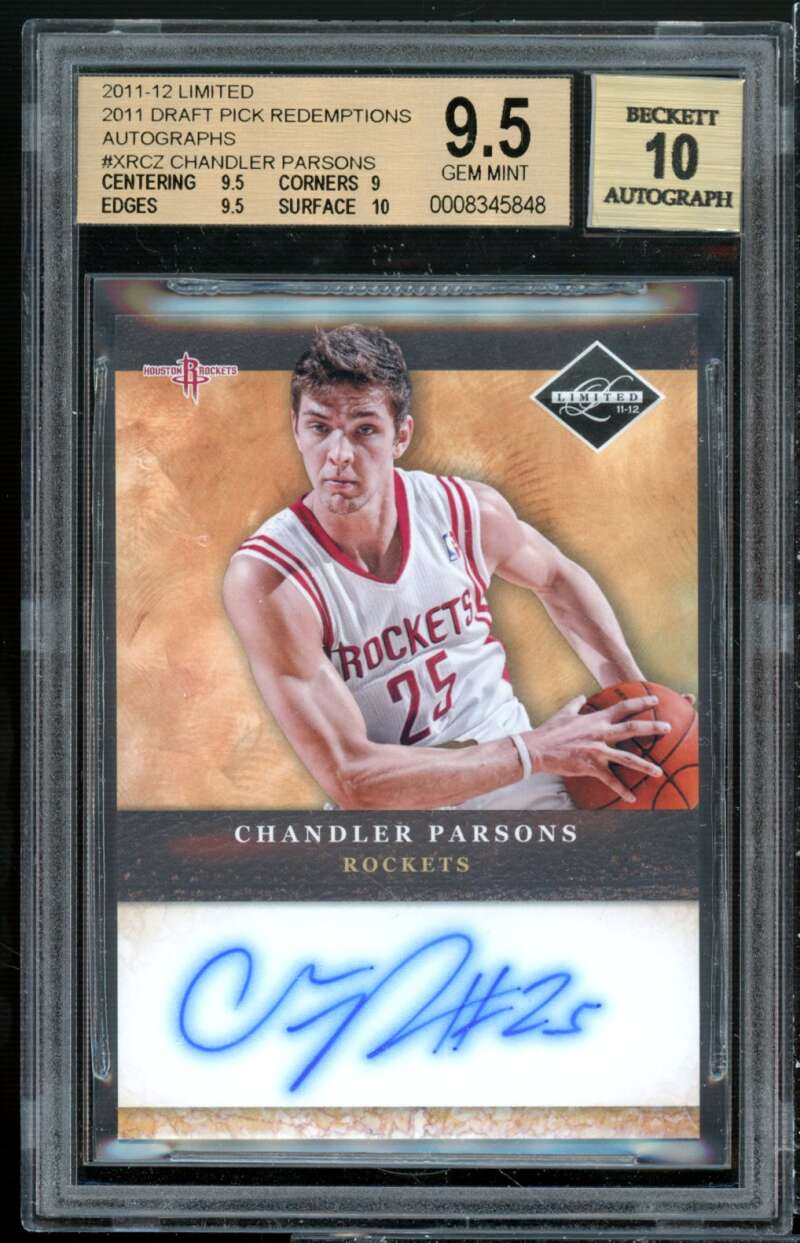 Chandler Parsons Rookie 2011-12 Limited Redemptions Autographs #xrcz BGS 9.5 Image 1