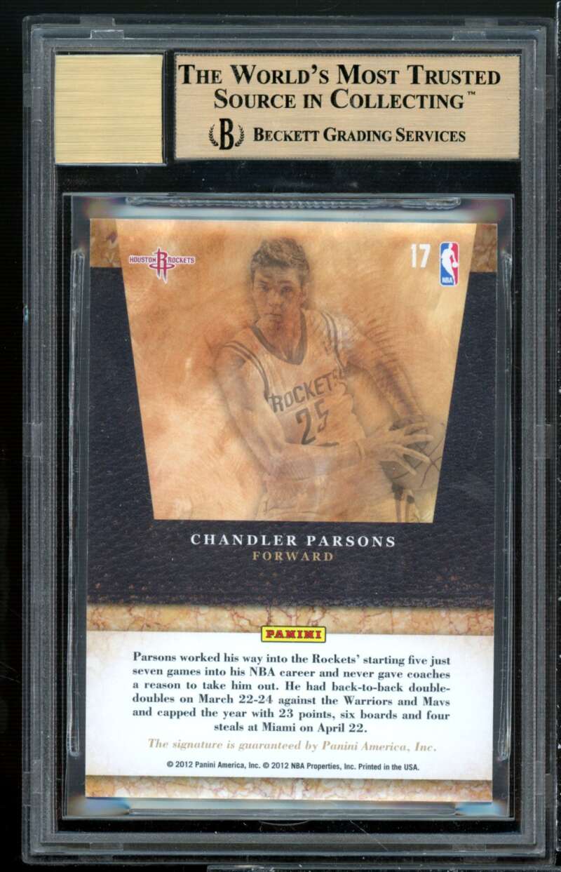 Chandler Parsons Rookie 2011-12 Limited Redemptions Autographs #xrcz BGS 9.5 Image 2