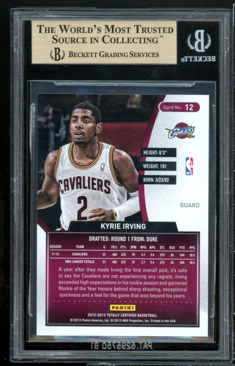 Kyrie Irving Rookie 2012-13 Totally Certified #12 (pop 4) (PRISTINE) BGS 10 Image 2