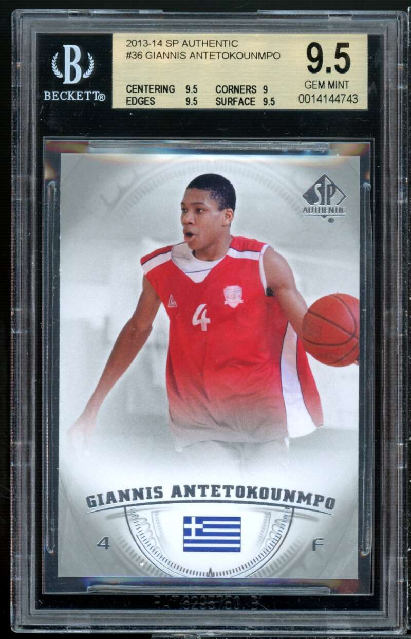 Giannis Antetokounmpo Rookie 2013-14 SP Authentic #36 BGS 9.5 (9.5 9 9.5 9.5) Image 1