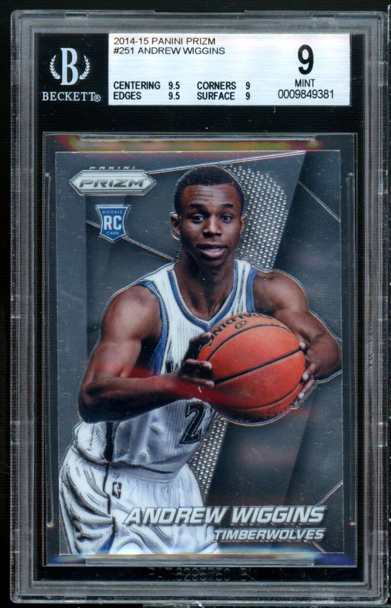 Andrew Wiggins Rookie Card 2014-15 Panini Prizm #251 BGS 9 (9.5 9 9.5 9) Image 1