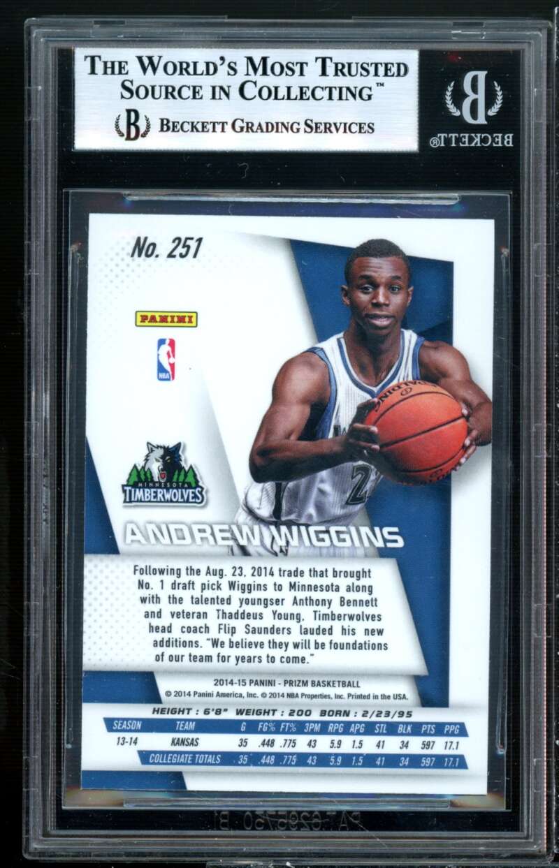 Andrew Wiggins Rookie Card 2014-15 Panini Prizm #251 BGS 9 (9.5 9 9.5 9) Image 2