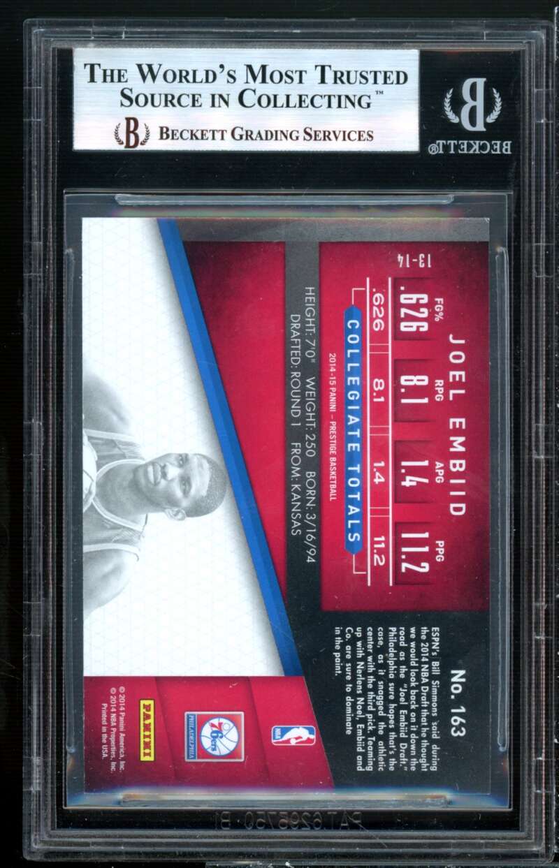 Jel Embiid Rookie Card 2014-15 Prestige Plus #163 BGS 8.5 Image 2