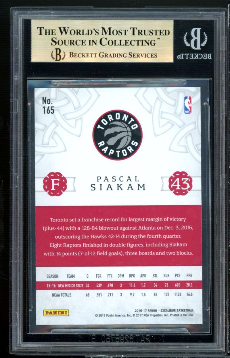 Pascal Siakam Rookie Card 2016-17 Panini Excalibur Lord #165 (pop 2) BGS 9.5 Image 2