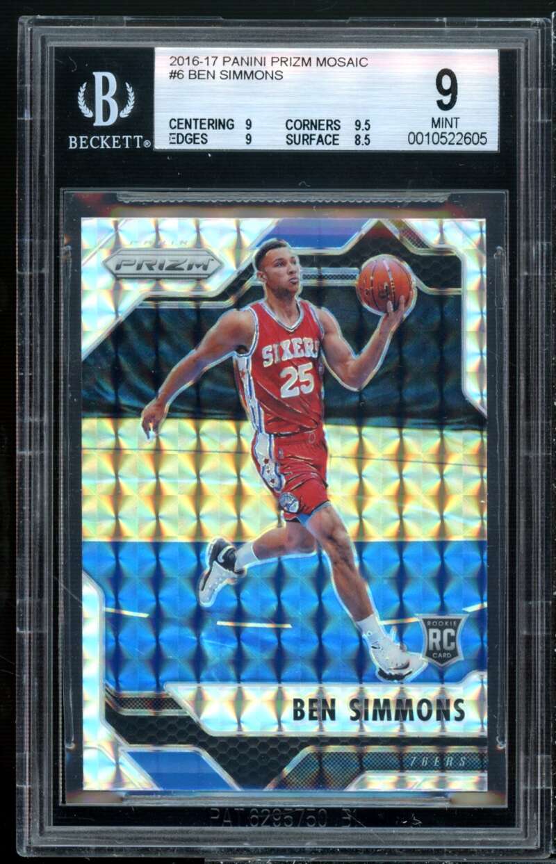 Ben Simmons Rookie Card 2016-17 Panini Prizm Mosaic #6 BGS 9 (9 9.5 9 8.5) Image 1