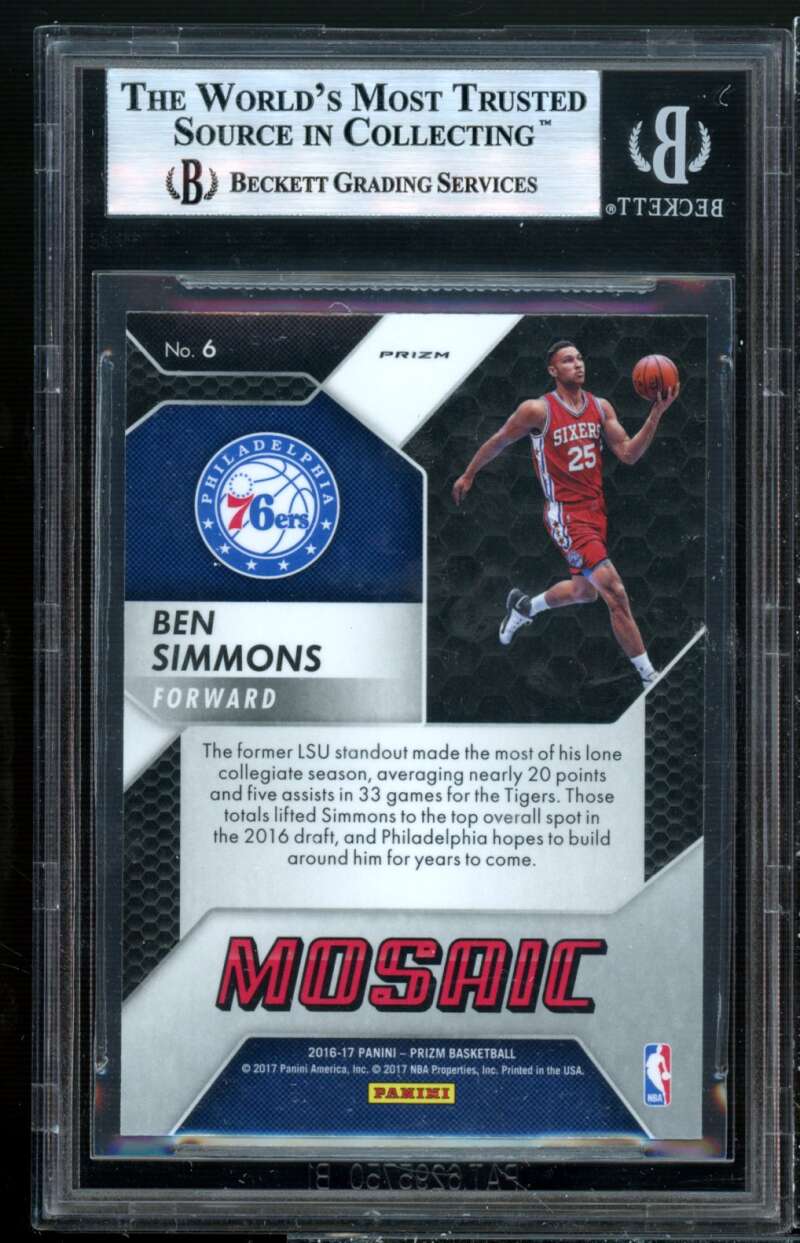 Ben Simmons Rookie Card 2016-17 Panini Prizm Mosaic #6 BGS 9 (9 9.5 9 8.5) Image 2