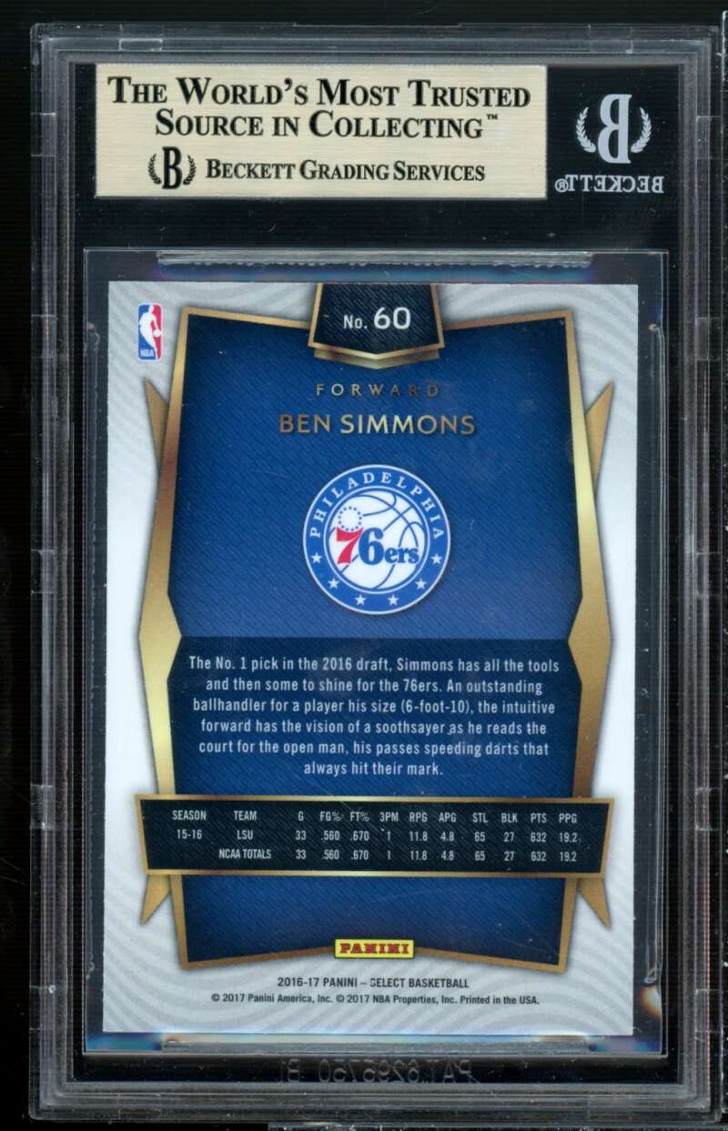 Ben Simmons Rookie Card 2016-17 Select #60 BGS 9.5 Image 2