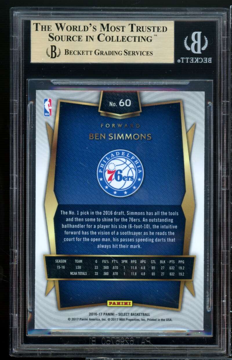 Ben Simmons Rookie Card 2016-17 Select #60 BGS 9.5 (9.5 9.5 9.5 9.5) Image 2