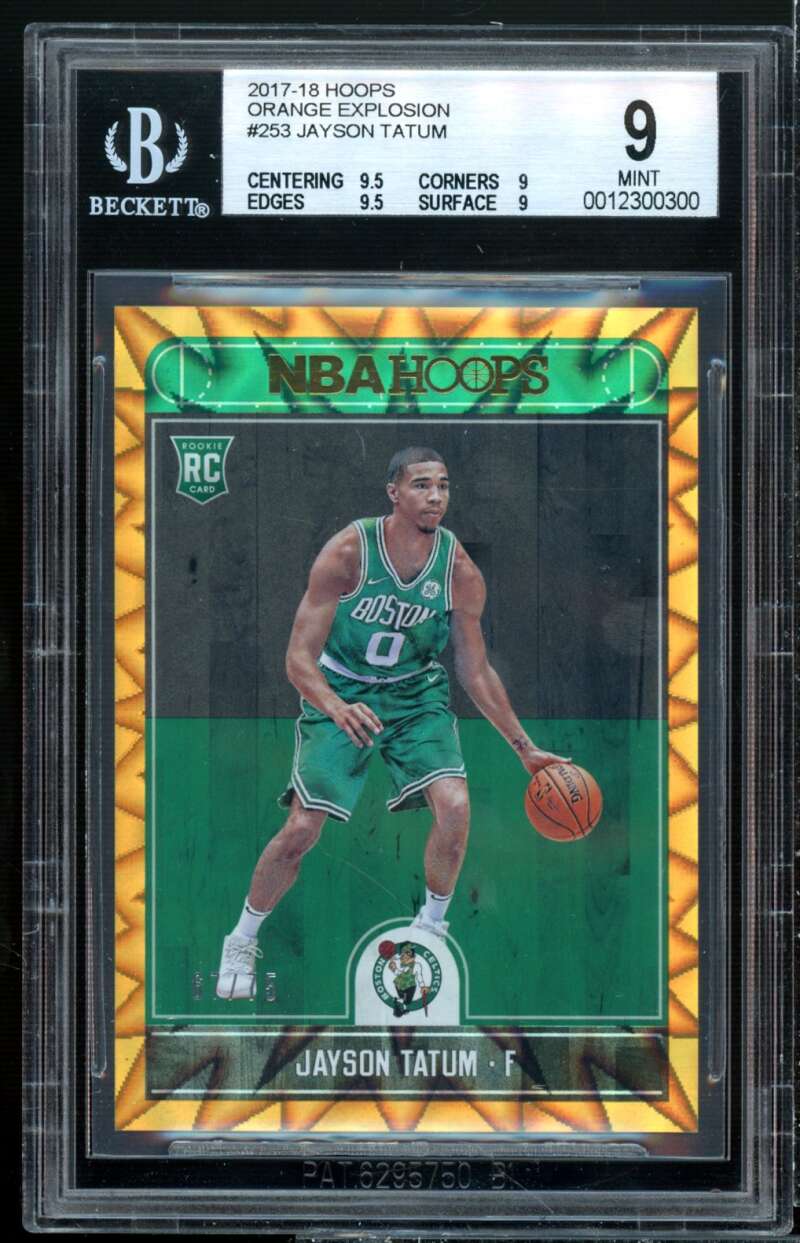 Jayson Tatum Rookie Card 2017-18 Hoops Orange Explosion #253 (pop 3) BGS 9 Image 1